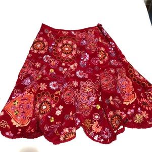 Eci embroidered red skirt sz12.